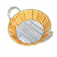 Elegant Handwoven Multipurpose Gift Basket with Golden Handle Design | Baking Cart