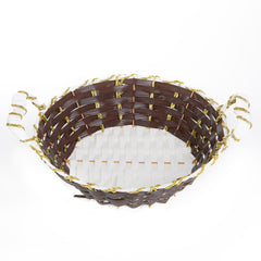 Premium Handwoven Chocolate Brown Gift Basket with Decorative Golden Finish | Baking Cart