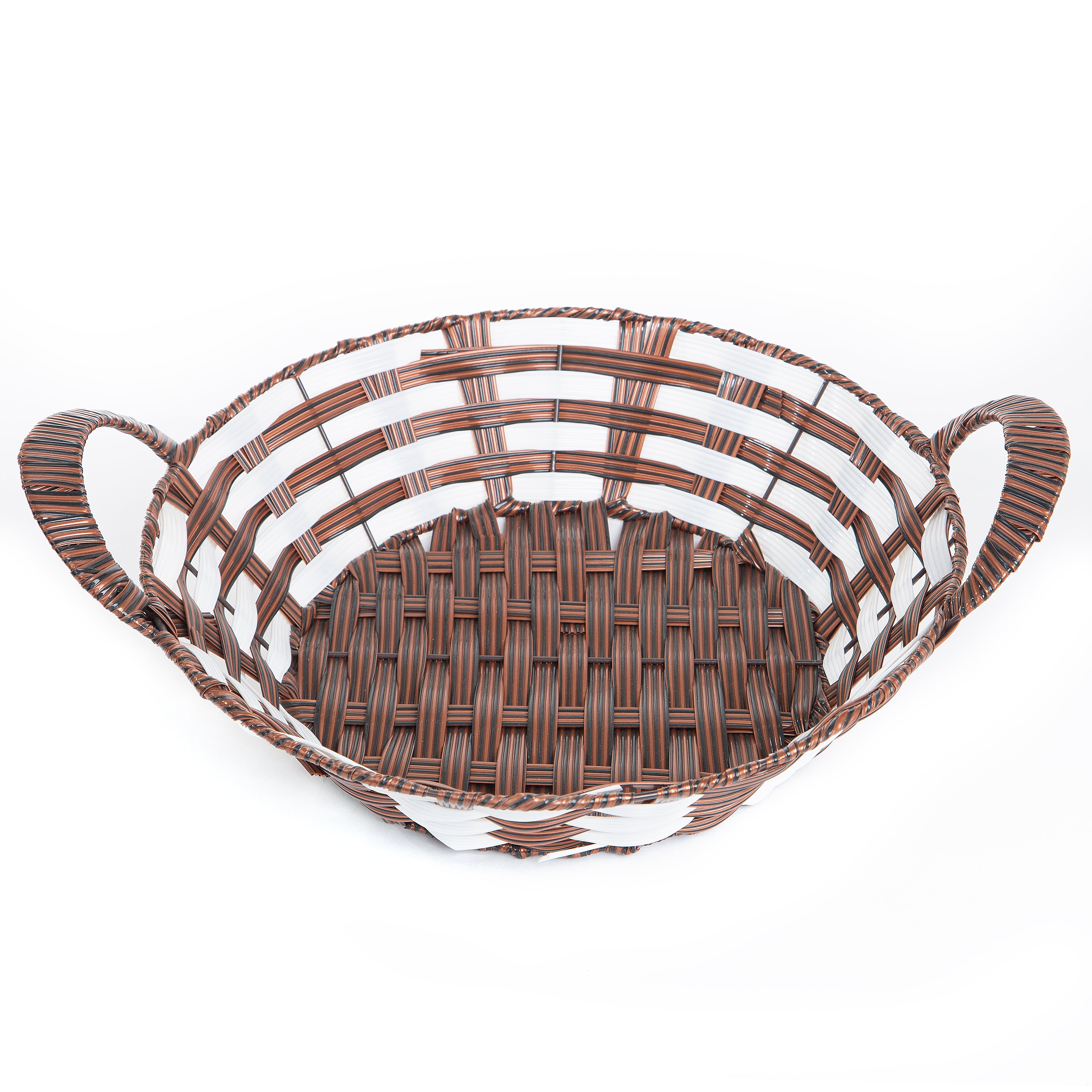 Classic Handwoven Dual-Tone Utility Basket with Side Handles |  Baking Cart