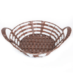 Classic Handwoven Dual-Tone Utility Basket with Side Handles |  Baking Cart