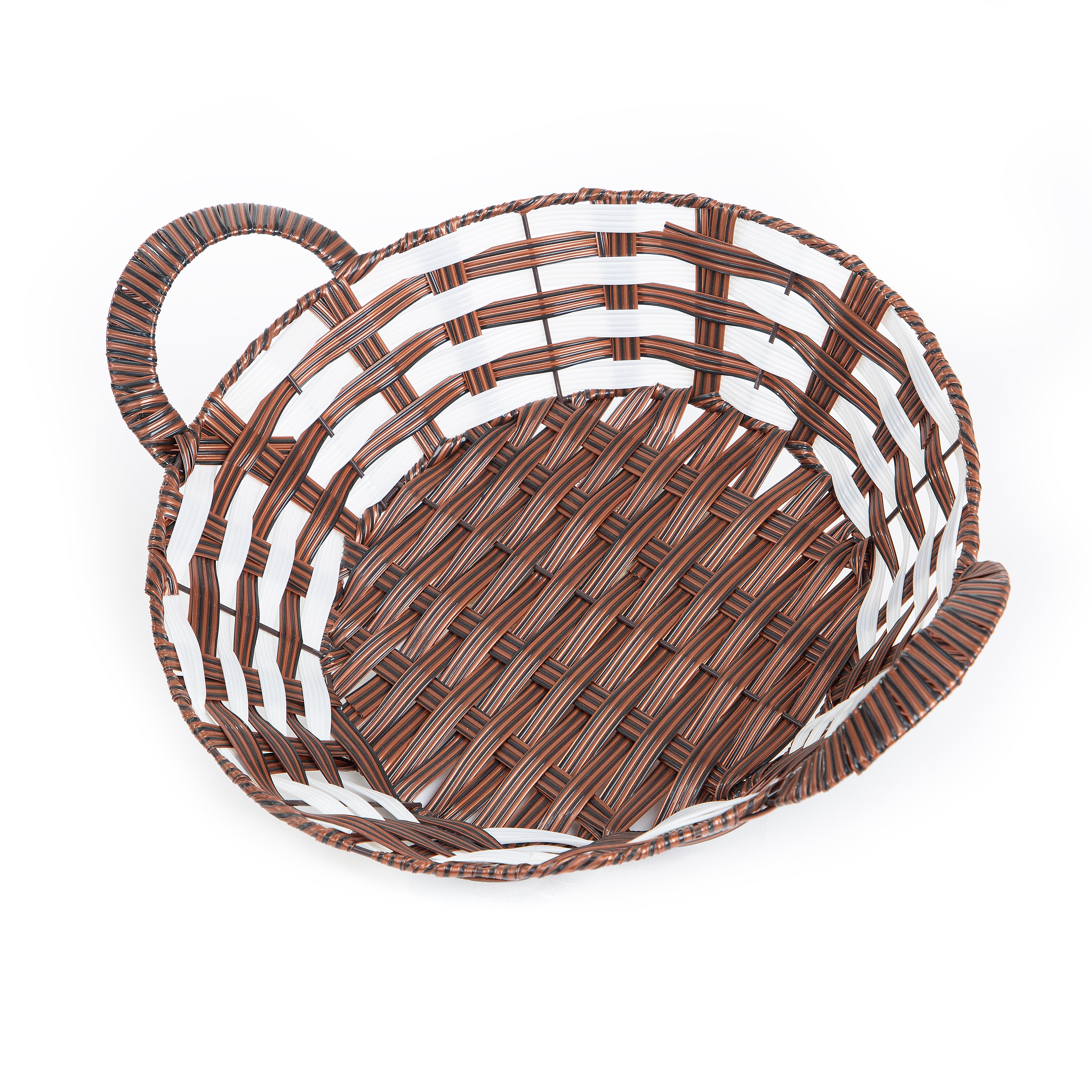 Classic Handwoven Dual-Tone Utility Basket with Side Handles |  Baking Cart