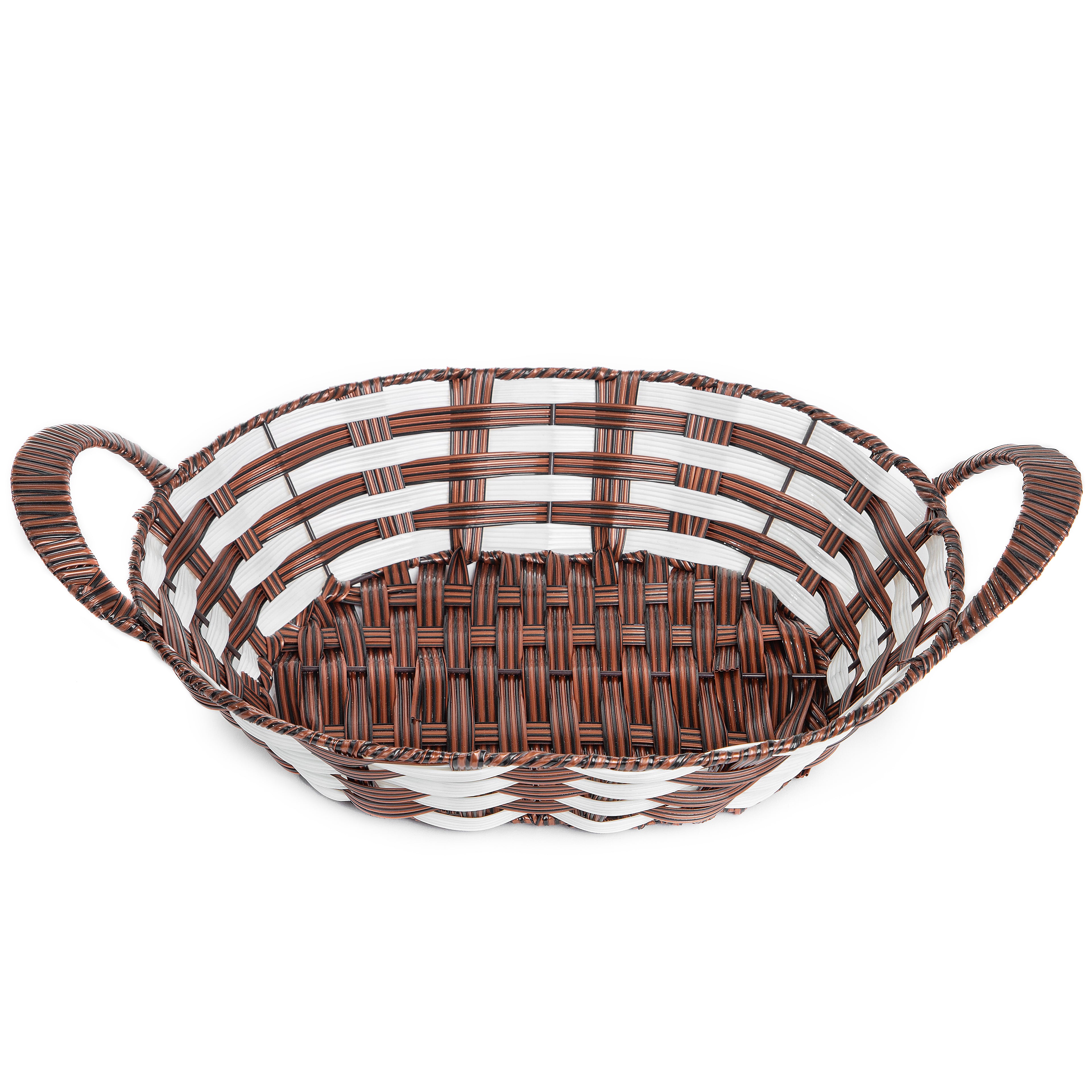Classic Brown & White Handwoven Oval Storage Basket | Baking Cart