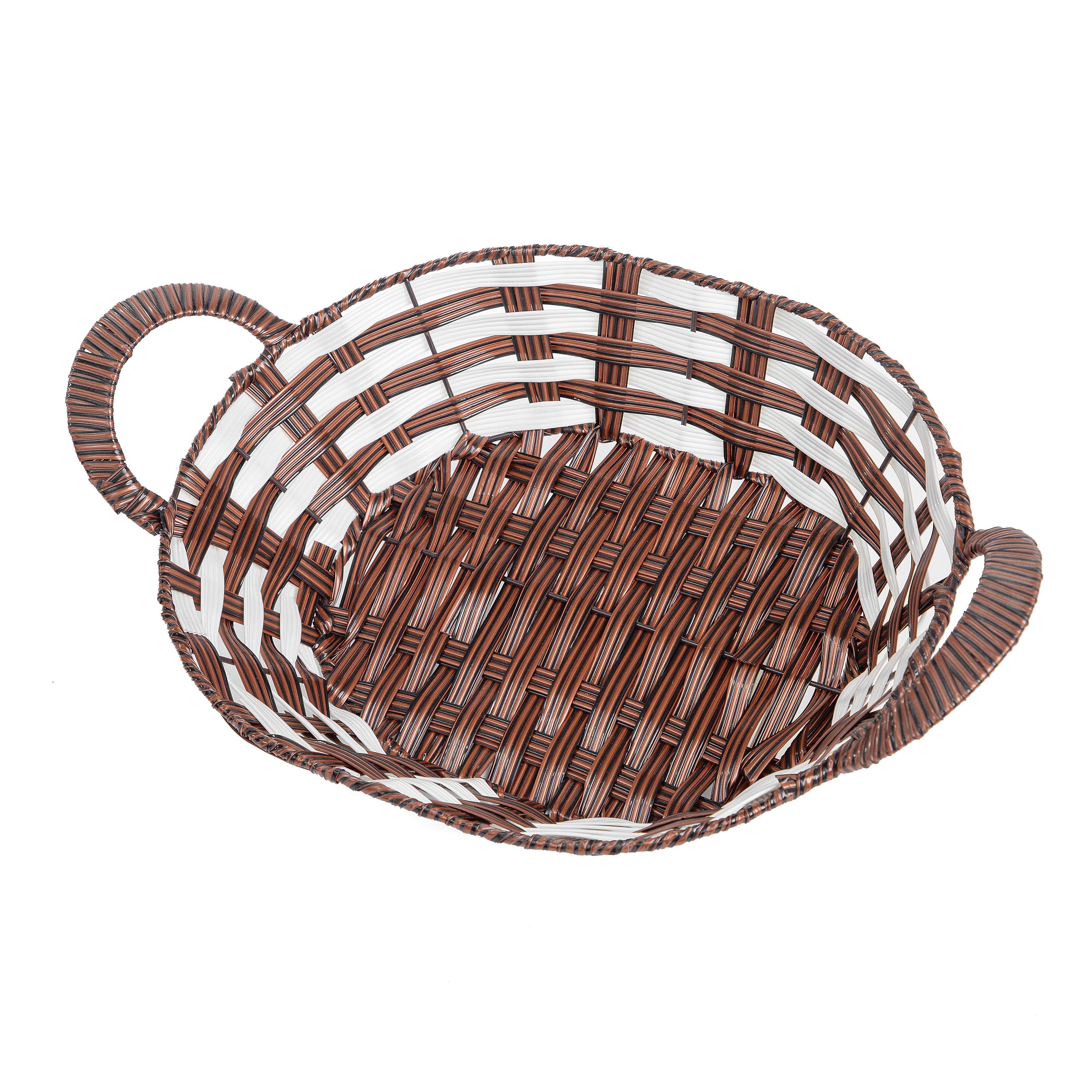 Classic Brown & White Handwoven Oval Storage Basket | Baking Cart