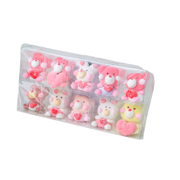 MARSHMALLOW CUTE TEDDY WITH HEARTS 10 PCS PACKING