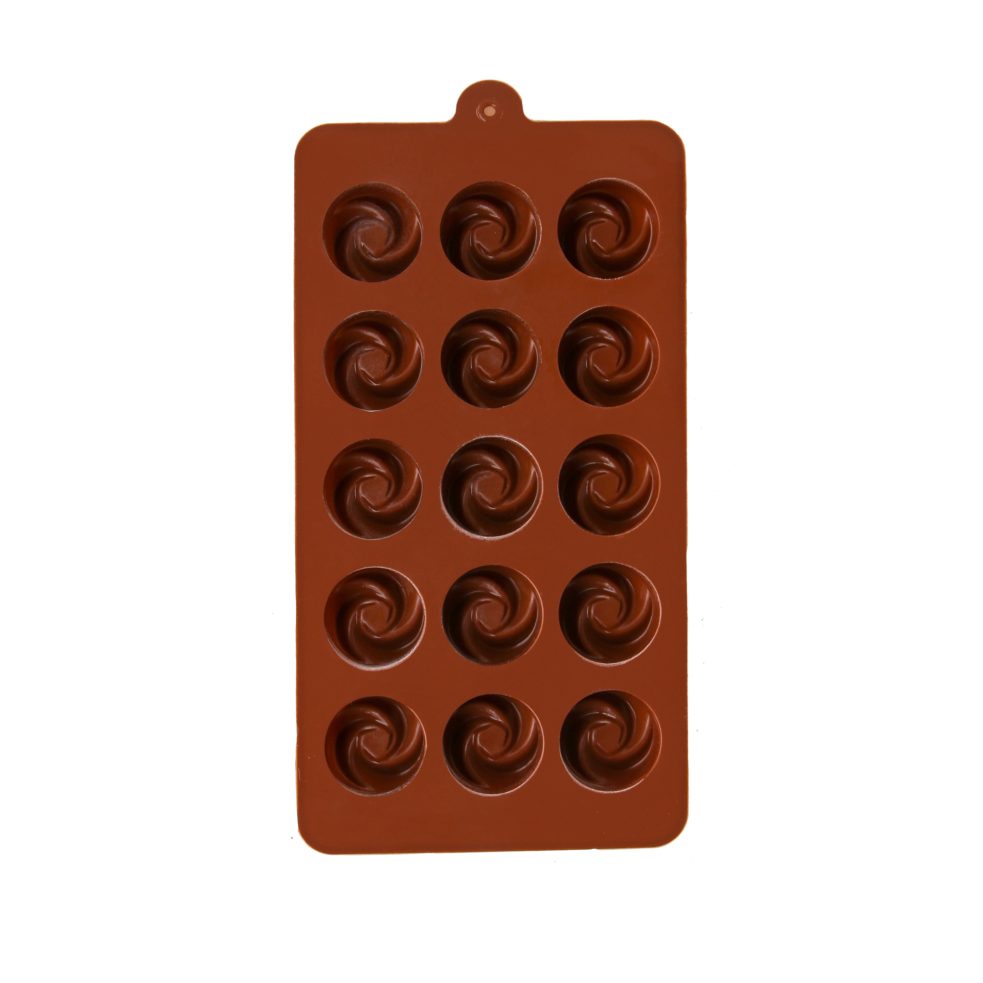 15 Cavity Spiral Swirl Silicone Chocolate Mold – Round Truffle, Candy & Dessert Mold for DIY Baking
