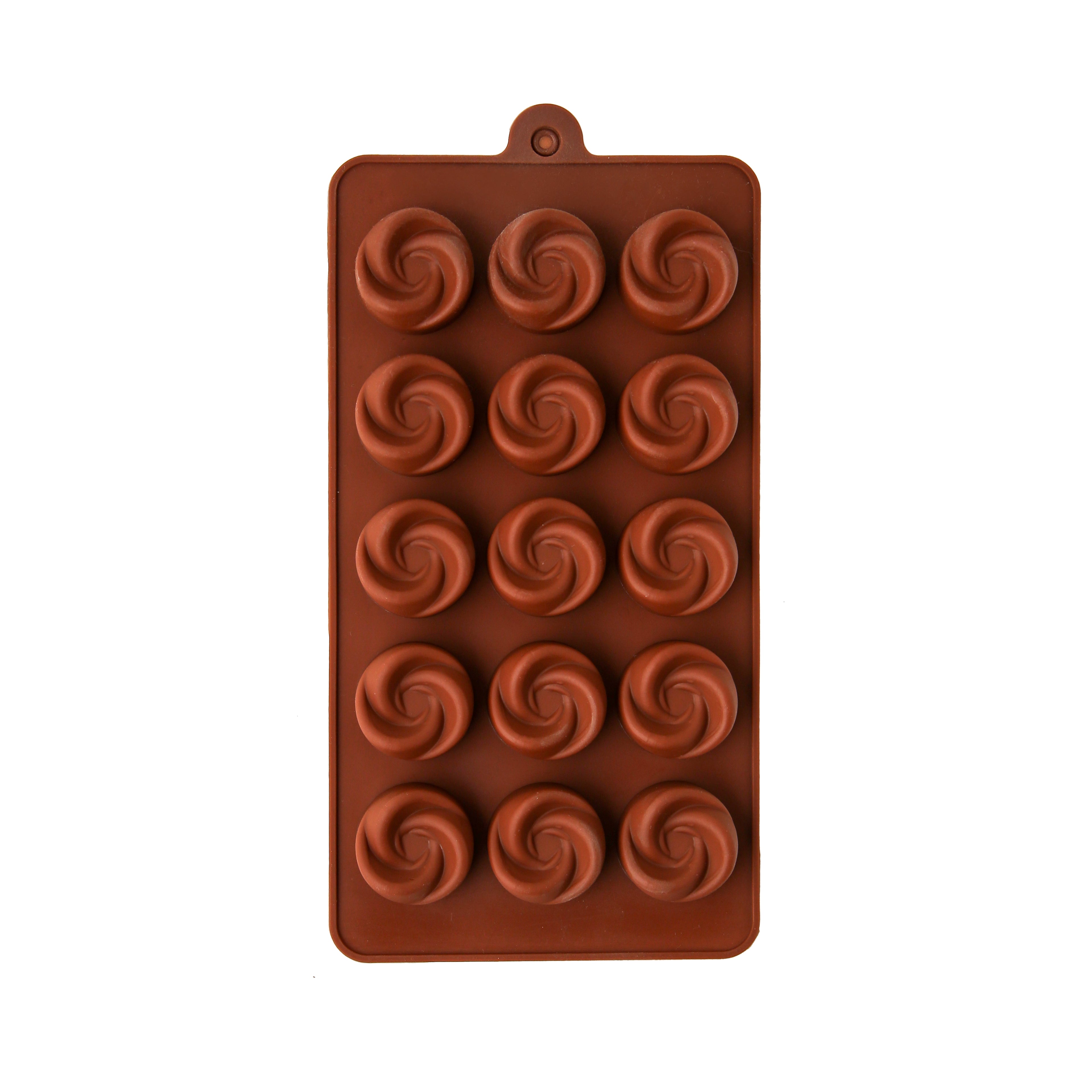 15 Cavity Spiral Swirl Silicone Chocolate Mold – Round Truffle, Candy & Dessert Mold for DIY Baking