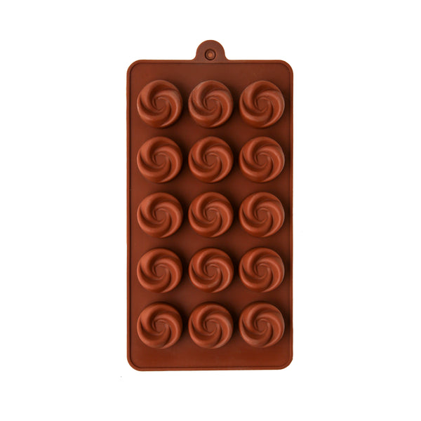 15 Cavity Spiral Swirl Silicone Chocolate Mold – Round Truffle, Candy & Dessert Mold for DIY Baking