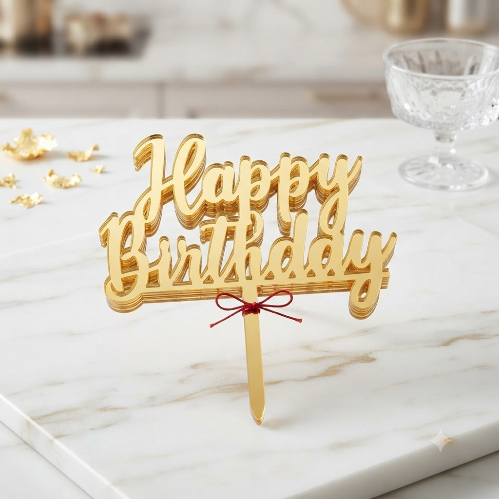 Layered Happy Birthday Acrylic Cake Topper