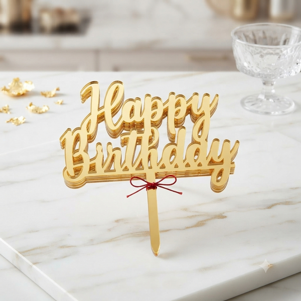 Layered Happy Birthday Acrylic Cake Topper