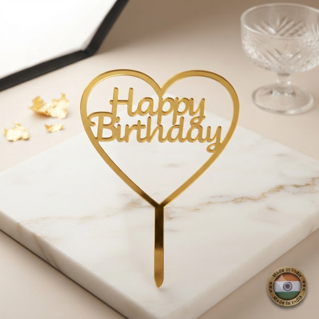 Modern Happy Birthday Acrylic Cake Topper