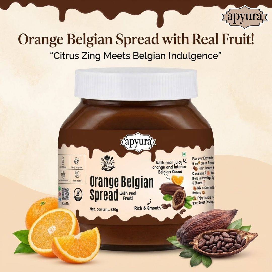 Apyura Orange Belgian Chocolate Spread & Filling –| Zesty Orange & Rich Chocolate Flavour for Cakes, Desserts & Beverages
