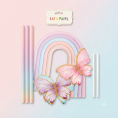 Pastel Rainbow & Glitter Butterfly