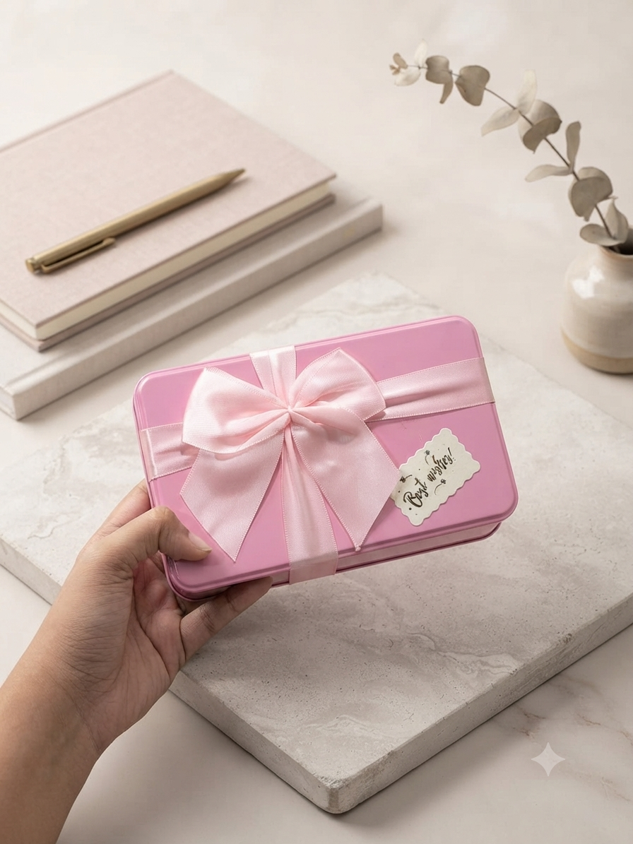 Pink Metal Tin Gift Box