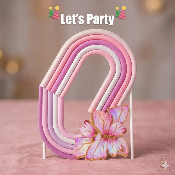 Pink Ombre Rainbow Arc Cake Topper