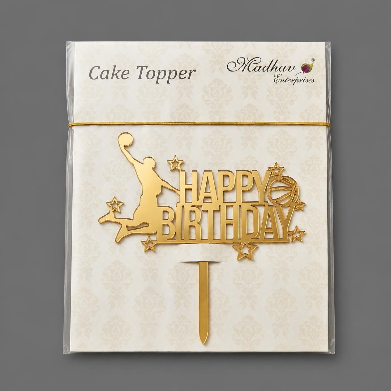 Basketball Happy Birthday Acrylic Cake Topper