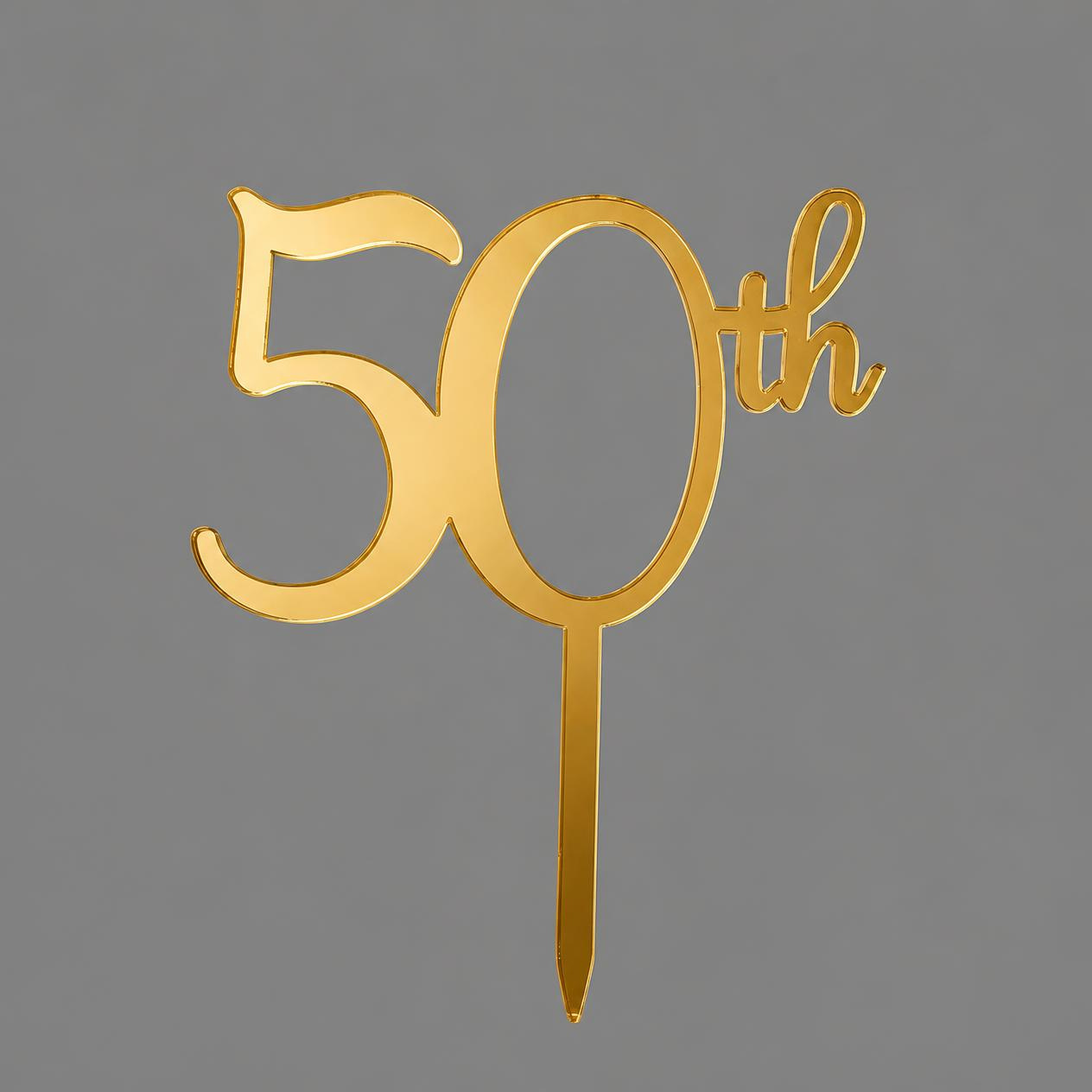 Gold Acrylic 50th Cake Topper