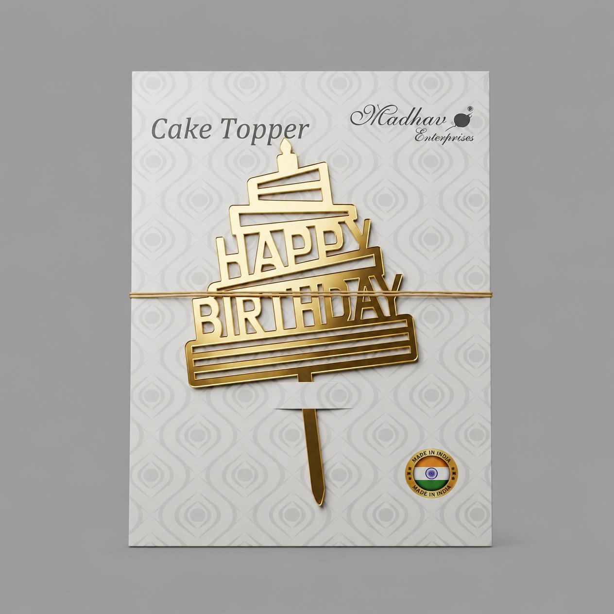 Happy Birthday Cake Design Acrylic Cake Topper