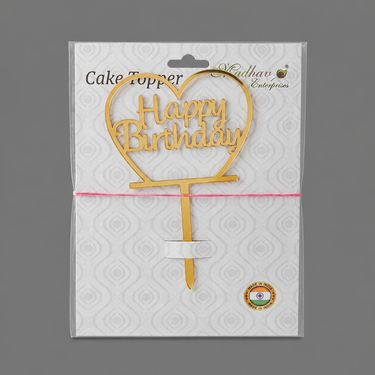 Happy Birthday Heart Acrylic Cake Topper