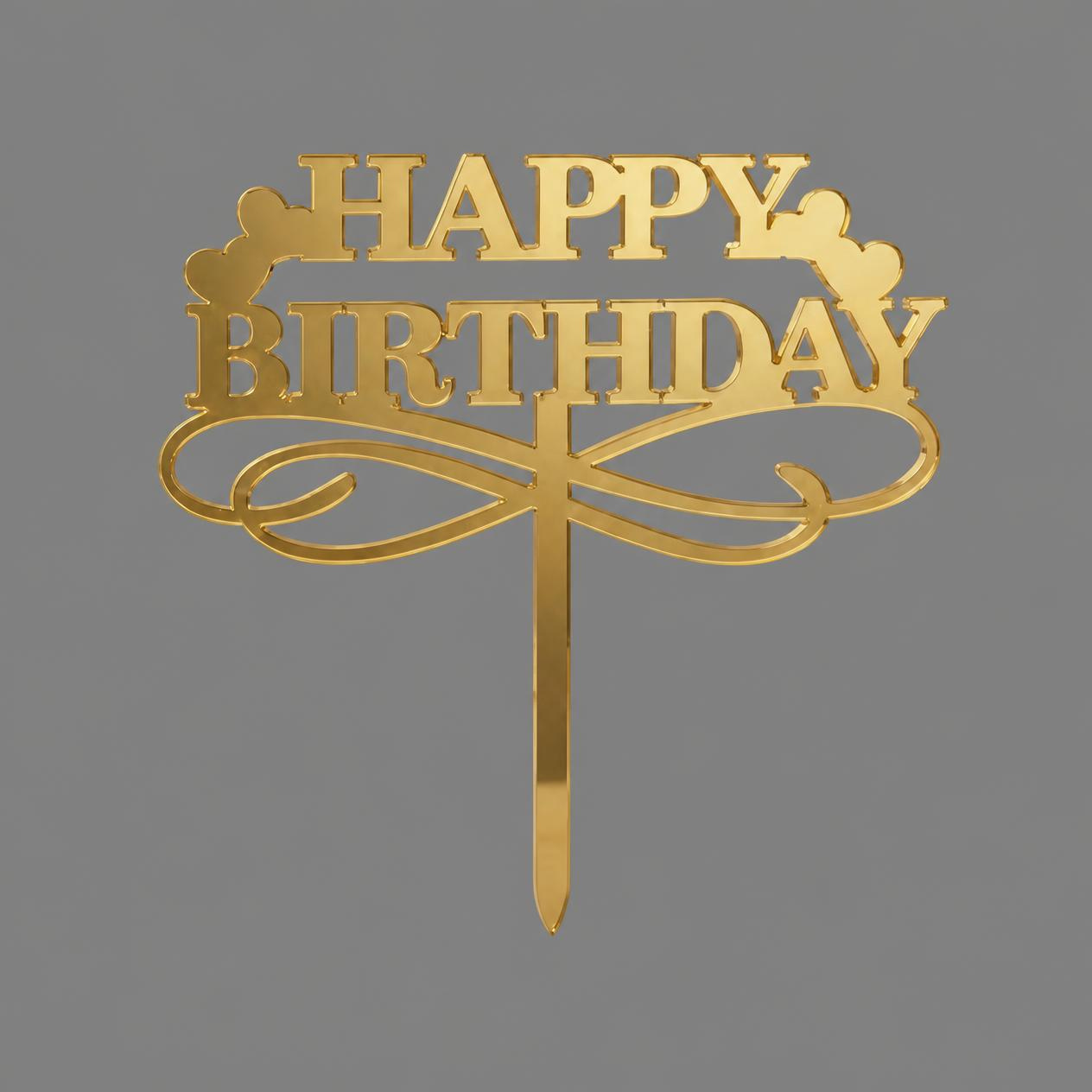Happy Birthday Modern Acrylic Cake Topper