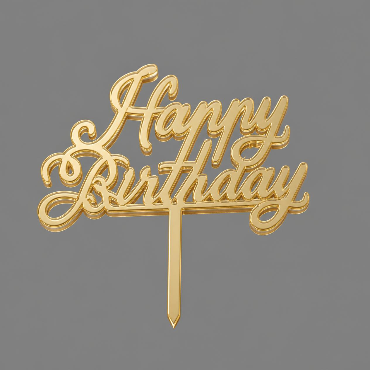 Happy Birthday Script Acrylic Cake Topper