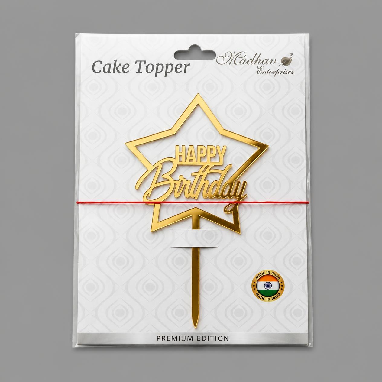 Happy Birthday Star Acrylic Cake Topper