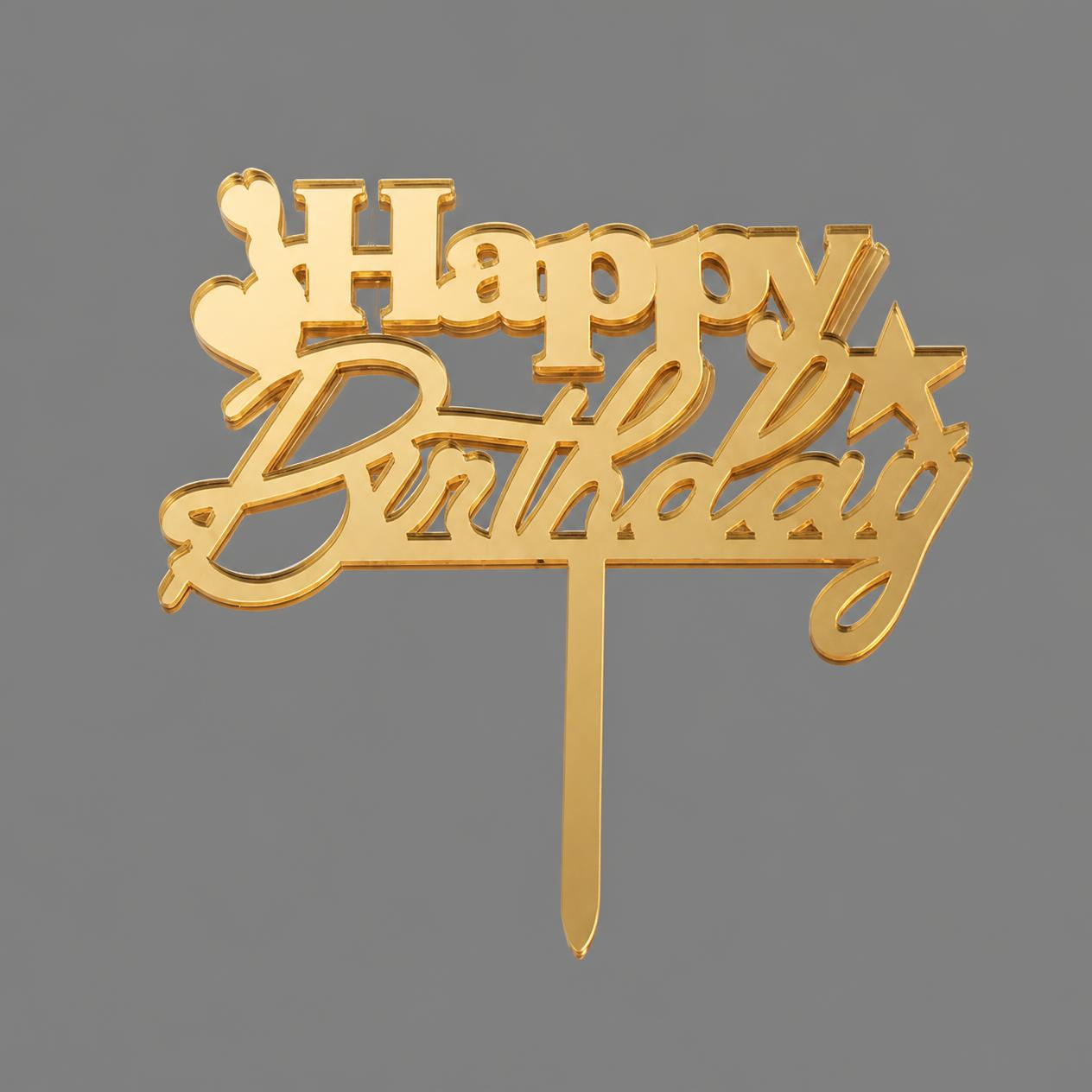 Heart Happy Birthday Acrylic Cake Topper