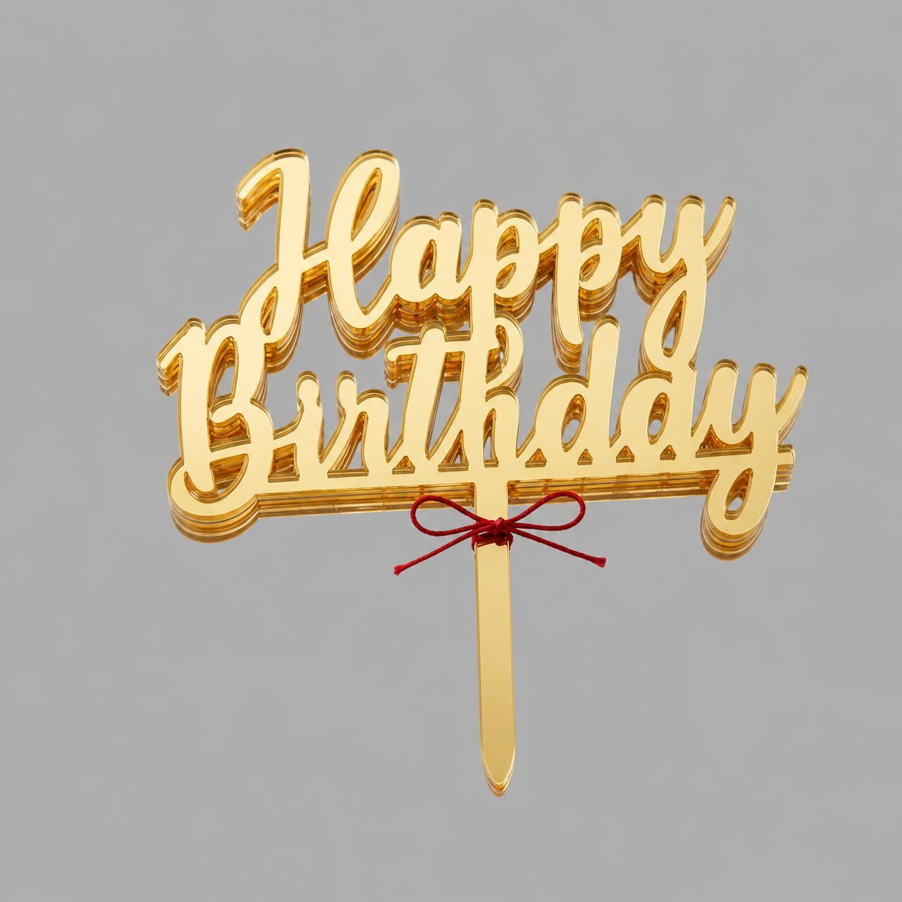 Layered Happy Birthday Acrylic Cake Topper