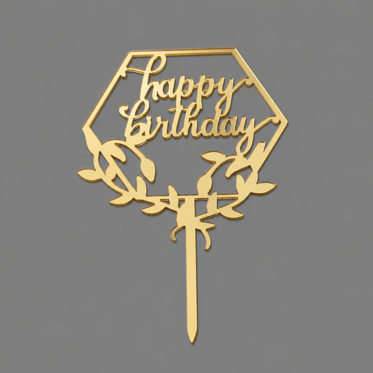 Floral Hexagon Acrylic Cake Topper