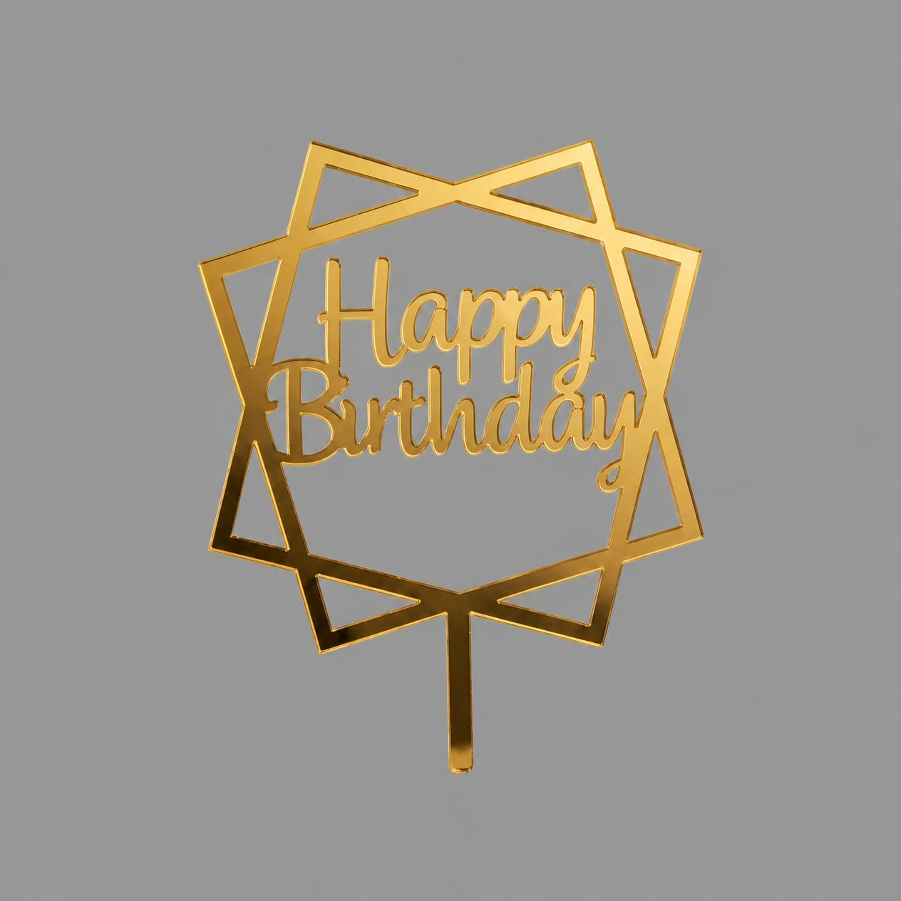 Geometric Happy Birthday Acrylic Cake Topper