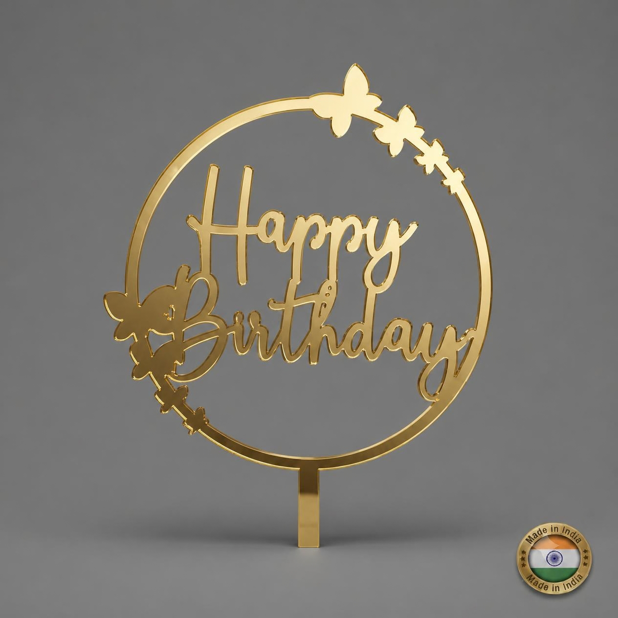 Round Happy Birthday Acrylic Cake Topper