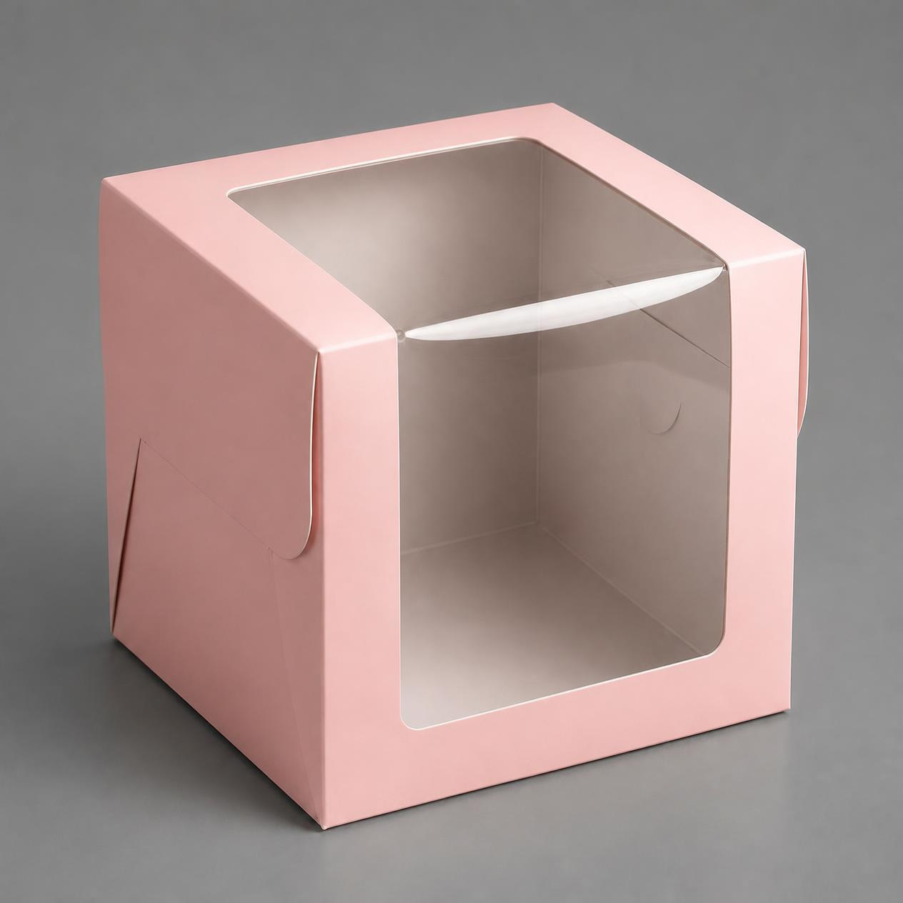 Premium Window Cake Box 10x10x8 cm - Set of 12 | Blue & Pink