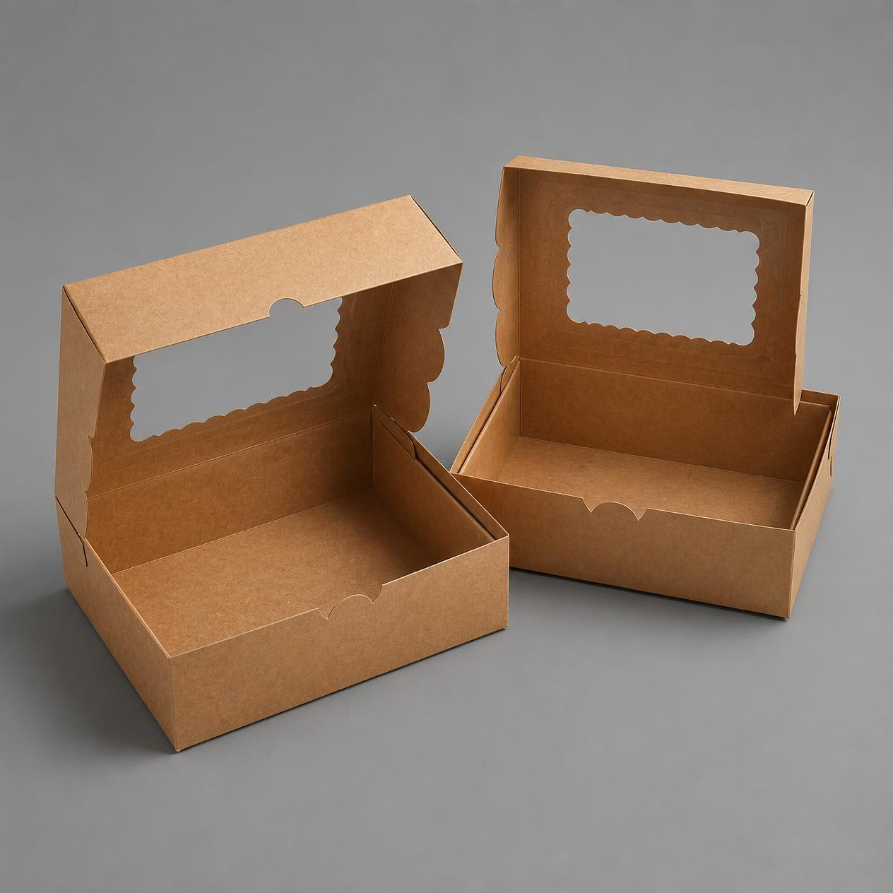 Premium Kraft Brownie Box 9 × 6 × 2 Inch – Pack of 12 (6 Cavity)