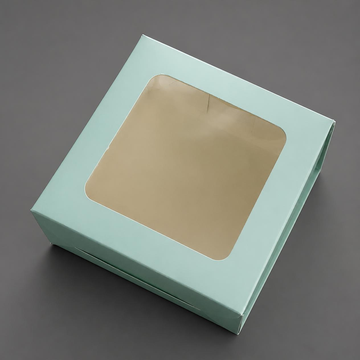 Mint Green Window Cake Box for 1 Kg Cake (8×8×5 Inch) – Pack of 12