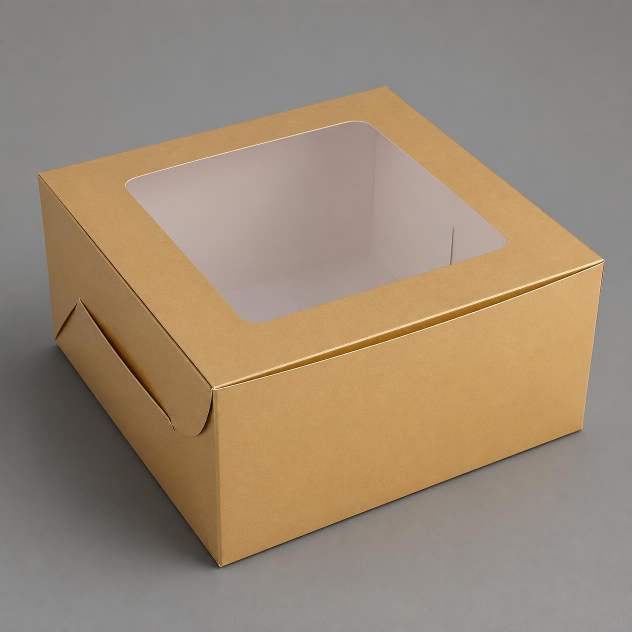 Premium Window Cake Box 10 × 10 × 5 Inch – Pack of 12