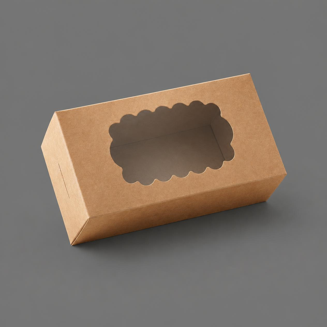 Kraft Brownie Box with Window – 6 × 3 × 2 Inch (Set of 12)