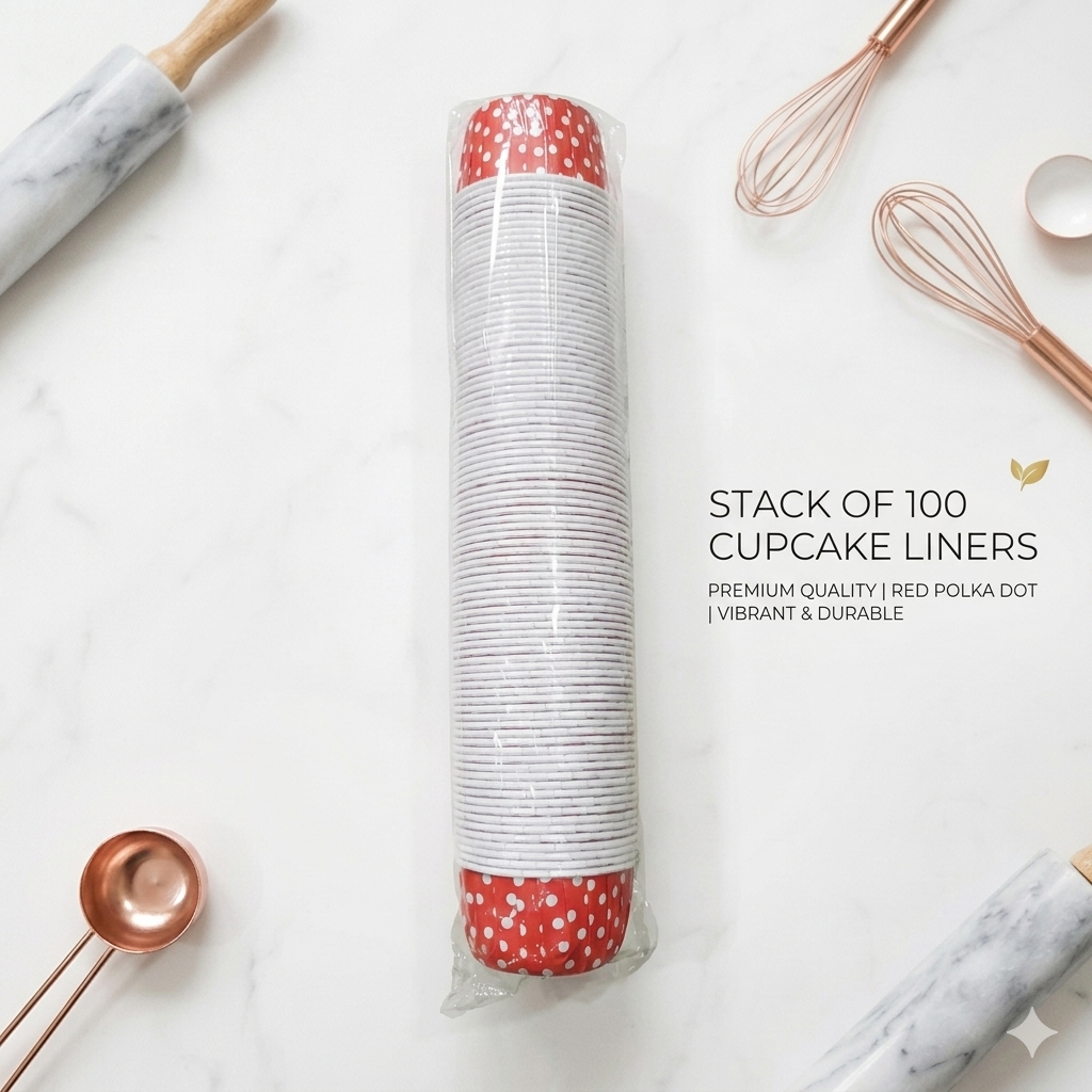Red Polka Dot Cupcake Liners - 100 Pieces