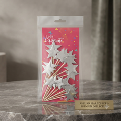 Silver Foil Star Cupcake Toppers – Pack of 12