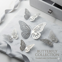 Silver Laser Cut Butterfly Cake Toppers