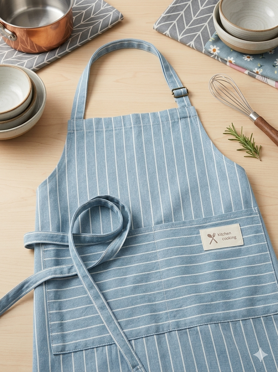 Sky Blue Striped Apron