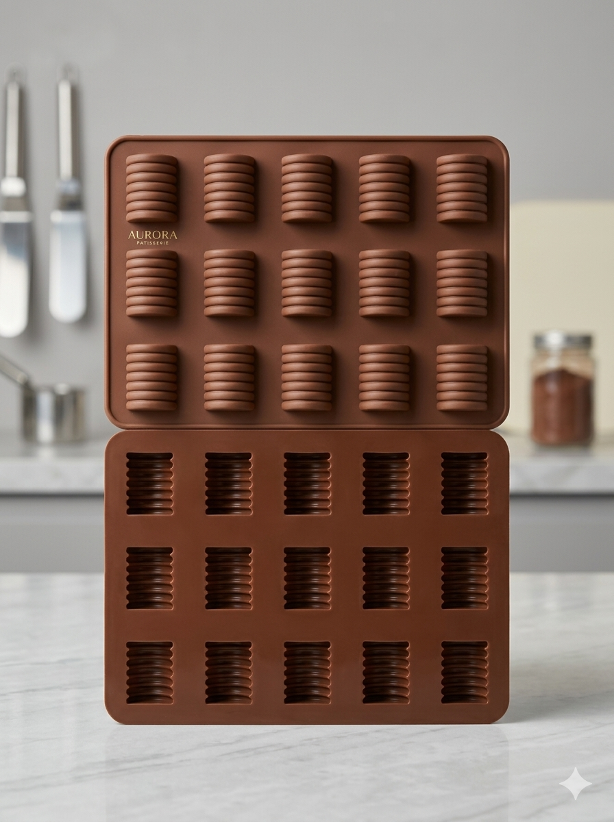 Premium Silicone Ribbed Cylinder Chocolate Mold Tray - 15-Cavity