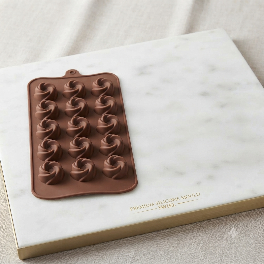 Premium Silicone Swirl Bundt Chocolate Mold Tray - 15-Cavity
