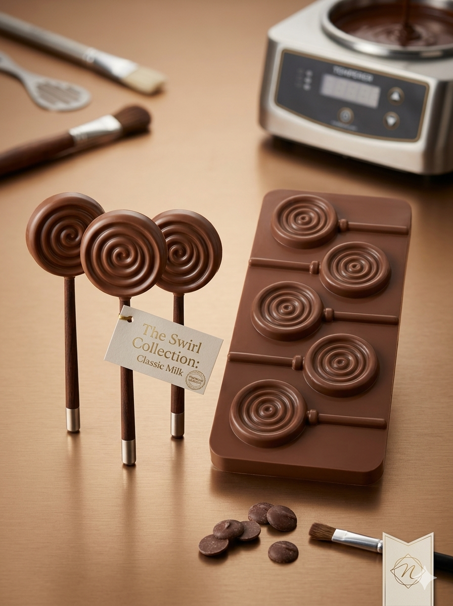 Premium Silicone Swirl Lollipop Chocolate Mold Tray - 6-Cavity