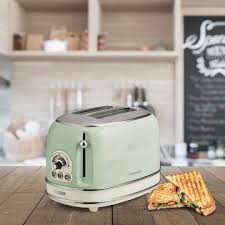 TOASTER Ariete 155 Vintage 2 Slice Toaster With 6 Toasting Levels GREEN