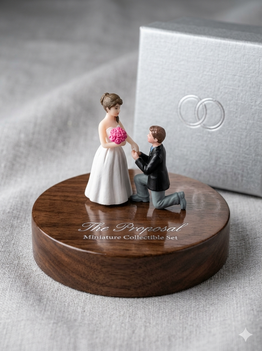 Romantic Wedding Proposal Couple Miniature Figurine