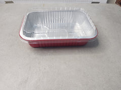 Disposable Red Holiday Christmas Aluminum Foil Small Mini Loaf/Bread Baking Pans with Clear Dome Lids (Pack of 100 PCS)