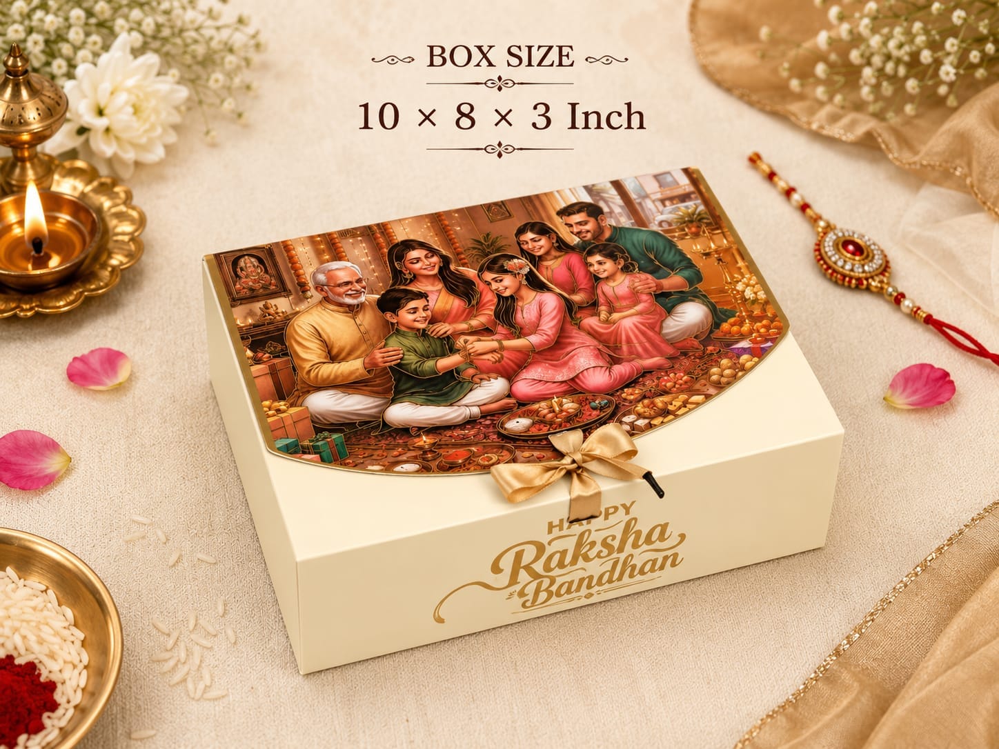 Premium Raksha Bandhan Gift Box with Family Celebration Print