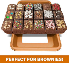 Brownie Pan with Dividers Nonstick Baking Pan for All Edge Brownies with Removable Divider, 2 in 1 Cake Pan + Brownie Baking Tray with 18 Pre-Cut Molds, Non-Toxic Oven/Dishwasher Safe