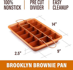 Brownie Pan with Dividers Nonstick Baking Pan for All Edge Brownies with Removable Divider, 2 in 1 Cake Pan + Brownie Baking Tray with 18 Pre-Cut Molds, Non-Toxic Oven/Dishwasher Safe