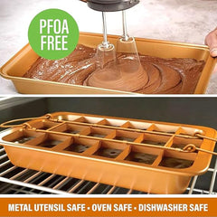 Brownie Pan with Dividers Nonstick Baking Pan for All Edge Brownies with Removable Divider, 2 in 1 Cake Pan + Brownie Baking Tray with 18 Pre-Cut Molds, Non-Toxic Oven/Dishwasher Safe