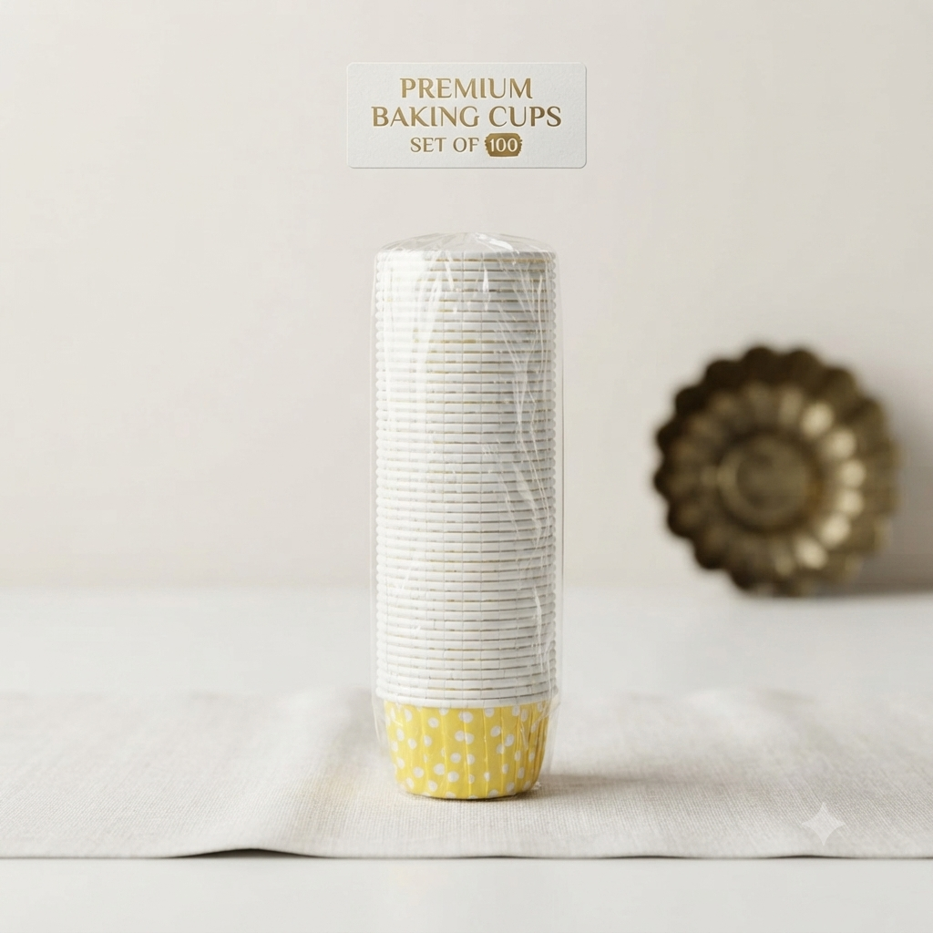 Yellow Polka Dot Cupcake Liners - 100 Pieces